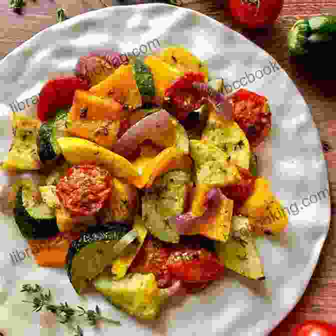 A Colorful And Vibrant Vegetarian Dish Featuring A Variety Of Roasted Vegetables, Such As Bell Peppers, Zucchini, Onions, And Tomatoes Homestyle Slow Cooker: Ground Beef Chicken Pork Meatless Meals More (Southern Cooking Recipes)