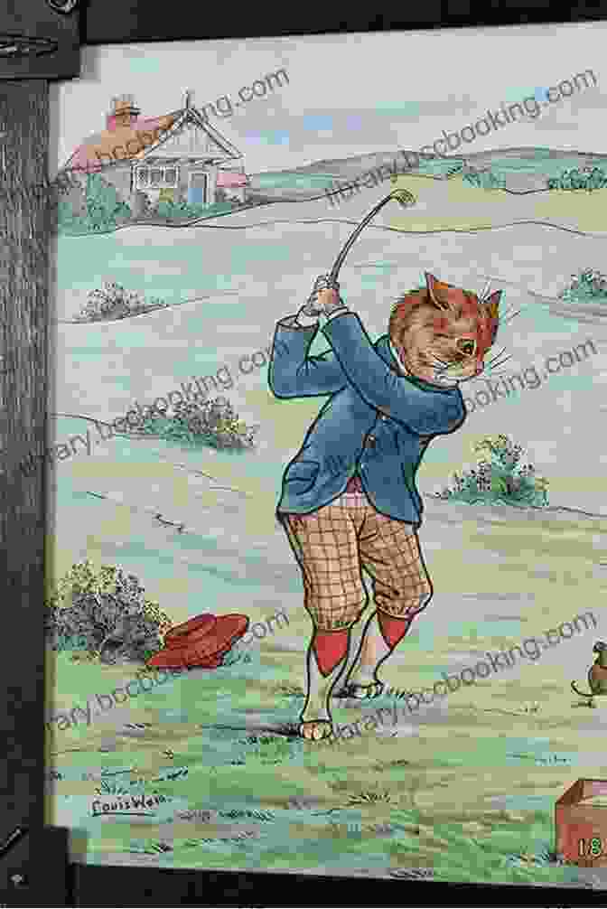 A Whimsical Painting By Louis Wain Featuring Anthropomorphic Cats Playing Golf Louis Wain S Cats Louis Wain