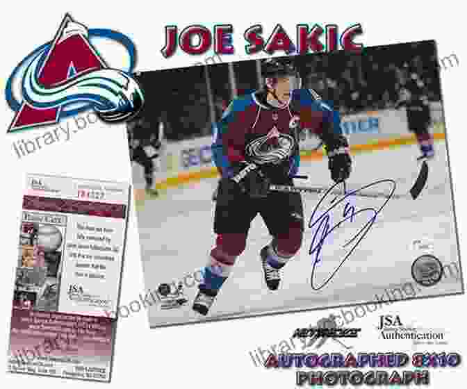 Joe Sakic Book Cover Featuring A Photo Of Joe Sakic In An Avalanche Jersey Joe: Memories From The Heart Of Hockeytown