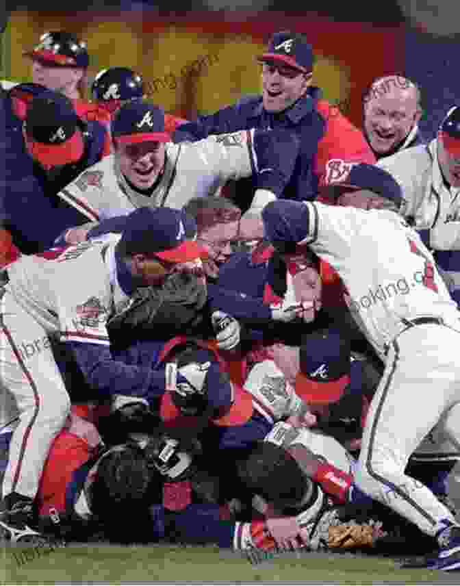 The Atlanta Braves Celebrate Their World Series Victory In 1995, With Greg Maddux, Tom Glavine, And Chipper Jones Holding The Trophy When The Braves Ruled The Diamond: Fourteen Flags Over Atlanta